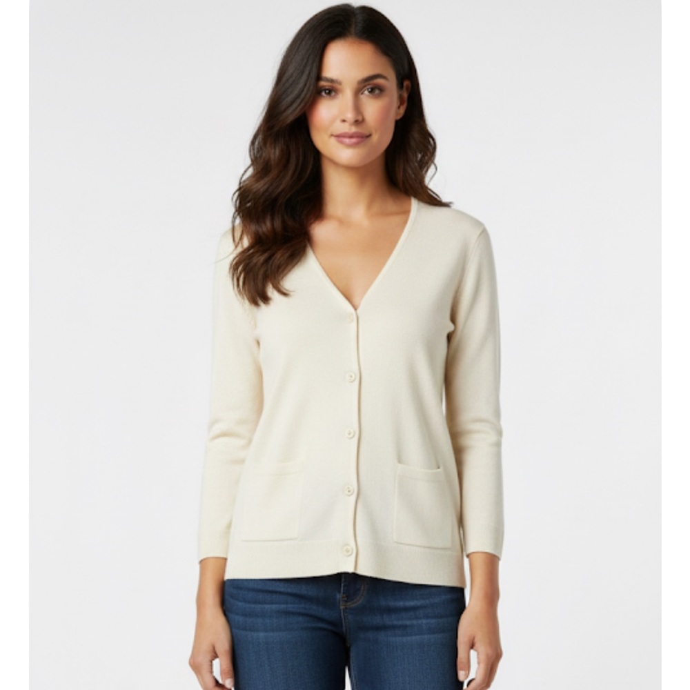 NORDSTROM Cardigan Button Down Sweater w/Pockets, Women’s M, Off White
